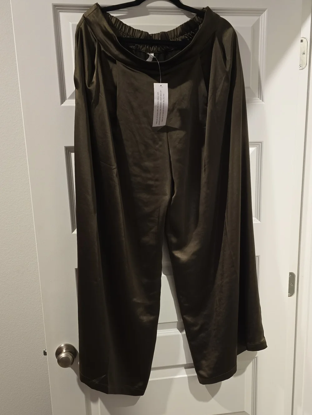 Women's Olive Wide-Leg Pull-On Pants
